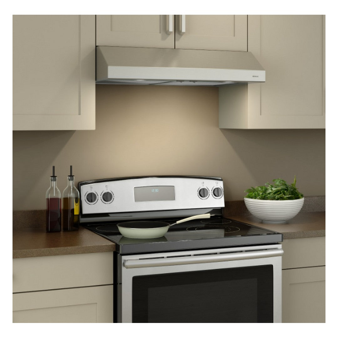 Broan Glacier 30-Inch Under-Cabinet Range Hood, 300 Max Blower CFM, Stainless Steel