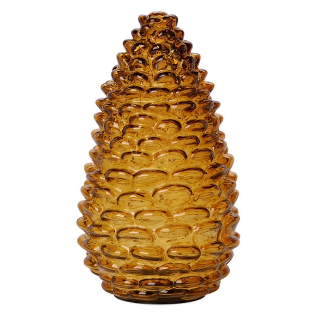 Pinecone 9 inch Tall Amber Glass LED Decor Light